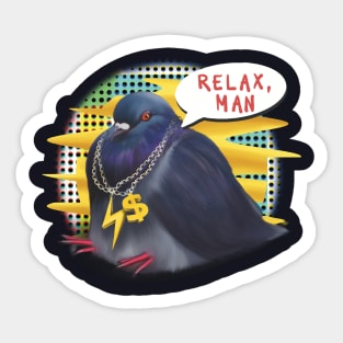 Funny pigeon sitting Relax man Sticker